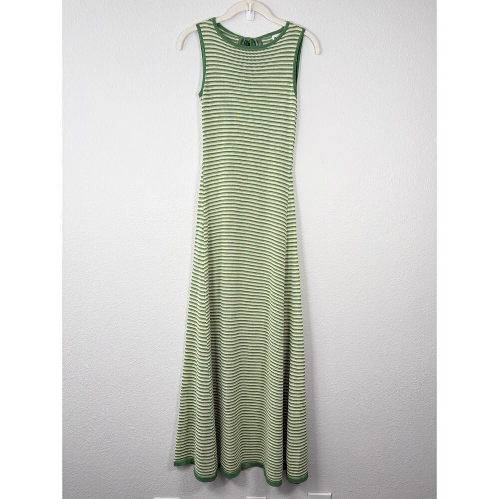 Women's Princess Polly Green Yellow Stripe Knit High Neck Tavison Maxi Dress
